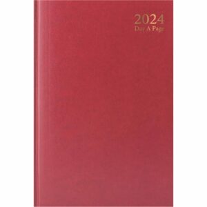 Dark Red Hardback Day-A-Page A4 Diary 2024