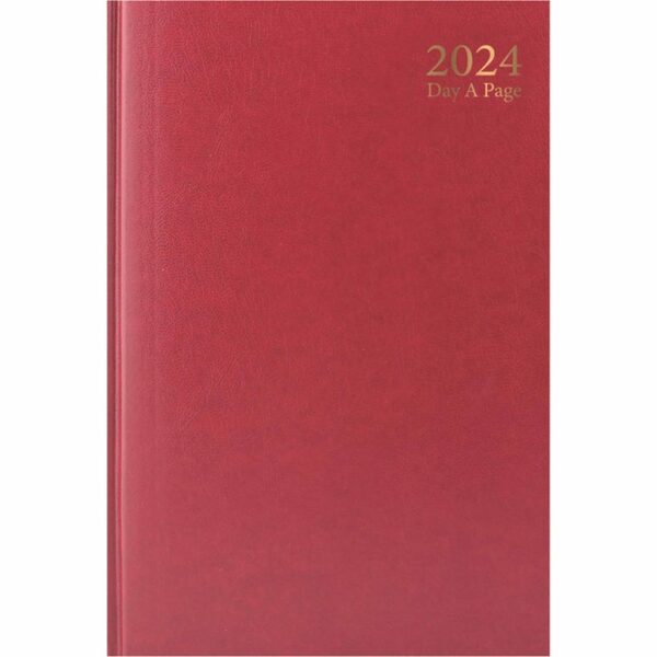Dark Red Hardback Day-A-Page A4 Diary 2024
