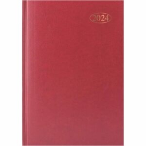 Dark Red Hardback Day-A-Page A5 Diary 2024