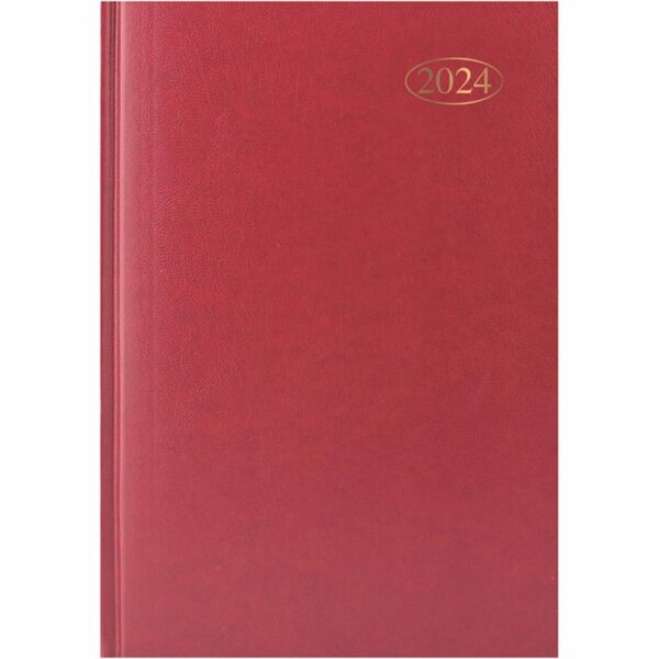 Dark Red Hardback Day-A-Page A5 Diary 2024