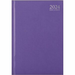 Pastel Purple Hardback Day-A-Page A4 Diary 2024