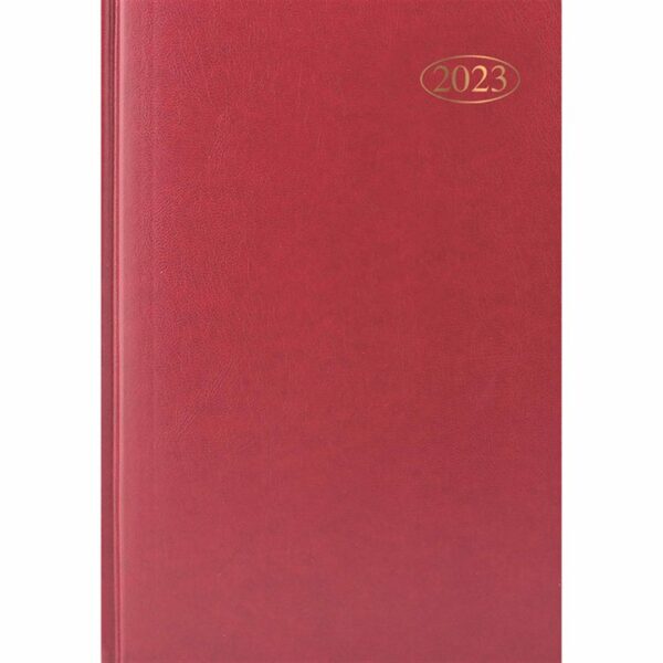 Dark Red Hardback Day To View A5 Diary 2023