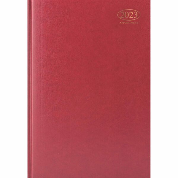 Dark Red Hardback Day To View Appointment A4 Diary 2023