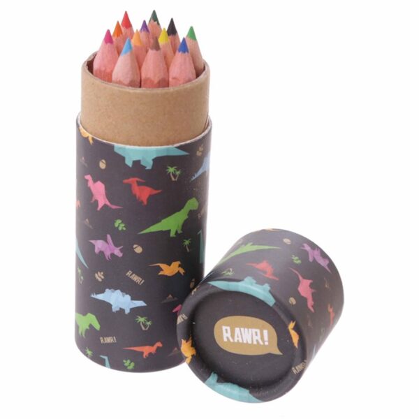Dinosaur Pencil Pot with 12 Colouring Pencils