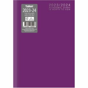 Purple Classic Academic Week-To-View A5 Diary 2024