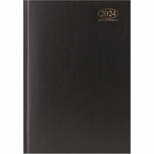 Black Hardback Day To View Appointment A4 Diary 2024