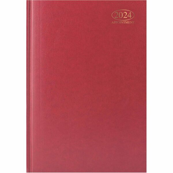 Dark Red Hardback Day To View Appointment A4 Diary 2024