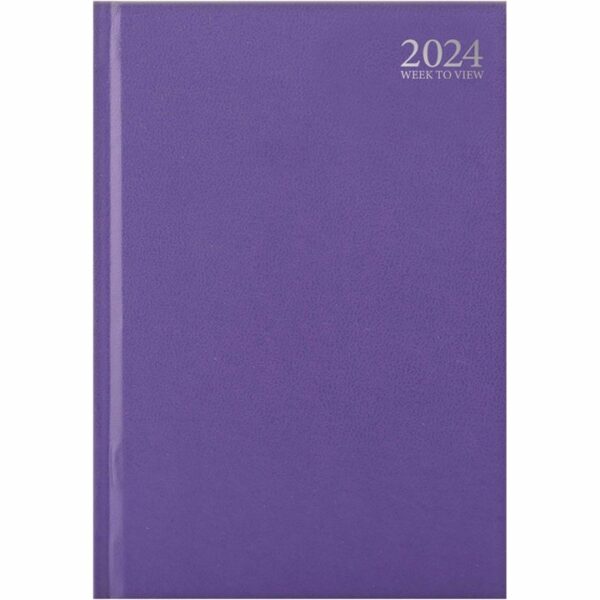 Pastel Purple Hardback Week-To-View A4 Diary 2024