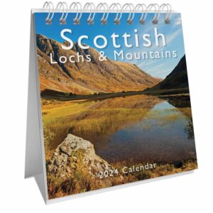 Scottish Lochs & Mountains Mini Easel Desk Calendar 2024