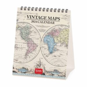 Vintage Maps Easel Desk Calendar 2024